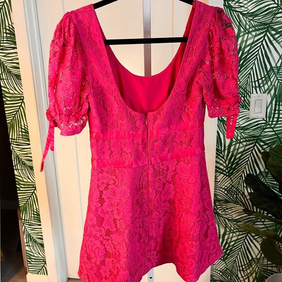 Lovers + Friends Fuchsia Lace Cloud Nine Mini Dress Small Coquette - Picture 4 of 11